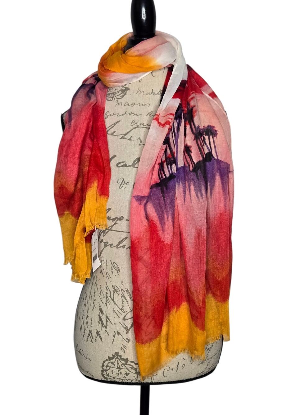 Fraas Colorful Sheer Palm Tree Print Women's Lightweight Scarf NEW